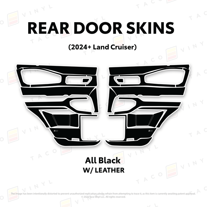 2024+ Land Cruiser 250 Door Skins | With Leather | Front Driver/Passenger | All Black (Most Popular) | Protective Vinyl