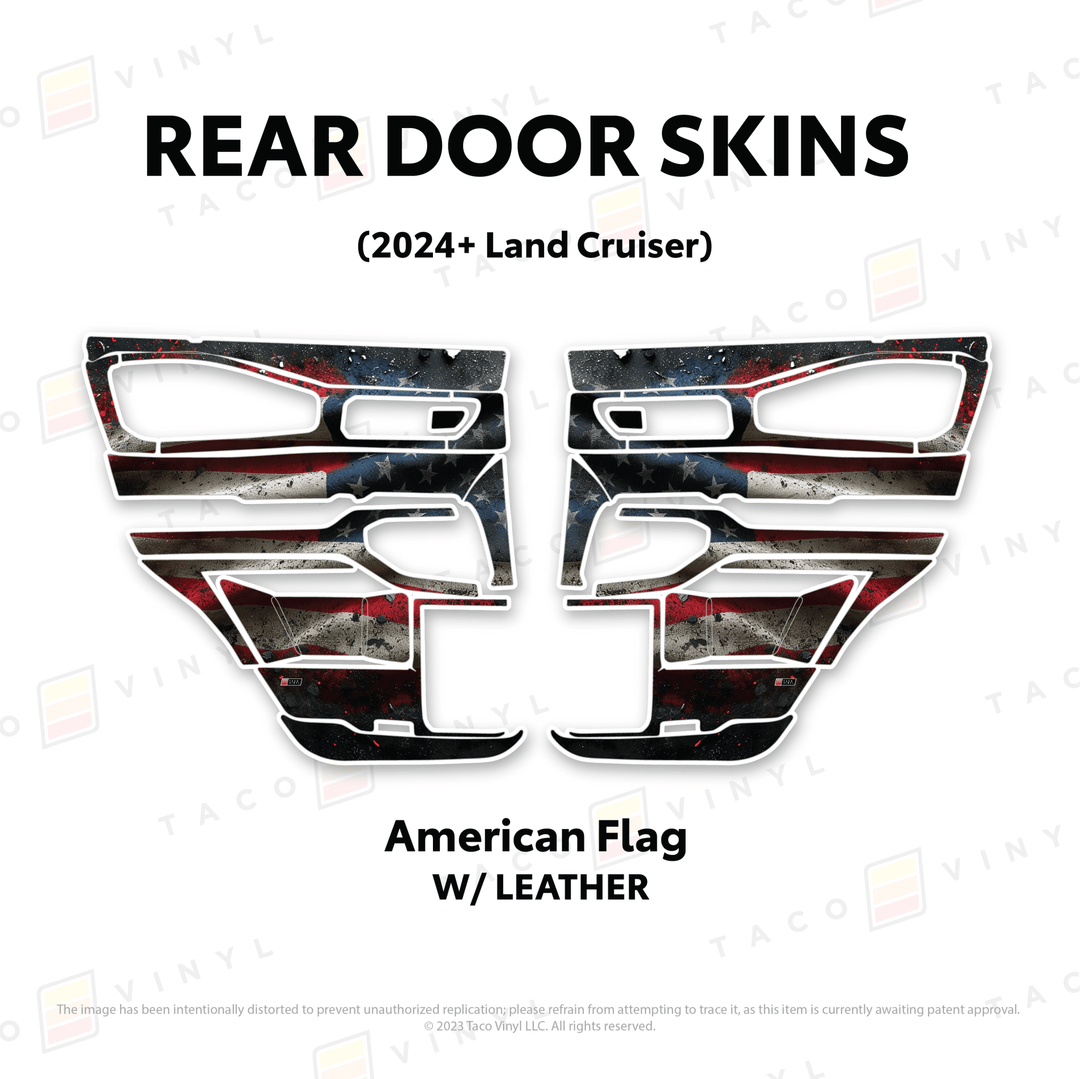 2024+ Land Cruiser 250 Door Skins | With Leather | Front Driver/Passenger | All Black (Most Popular) | Protective Vinyl
