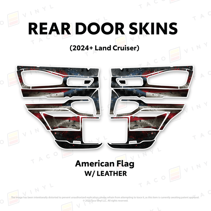 2024+ Land Cruiser 250 Door Skins | With Leather | Front Driver/Passenger | All Black (Most Popular) | Protective Vinyl