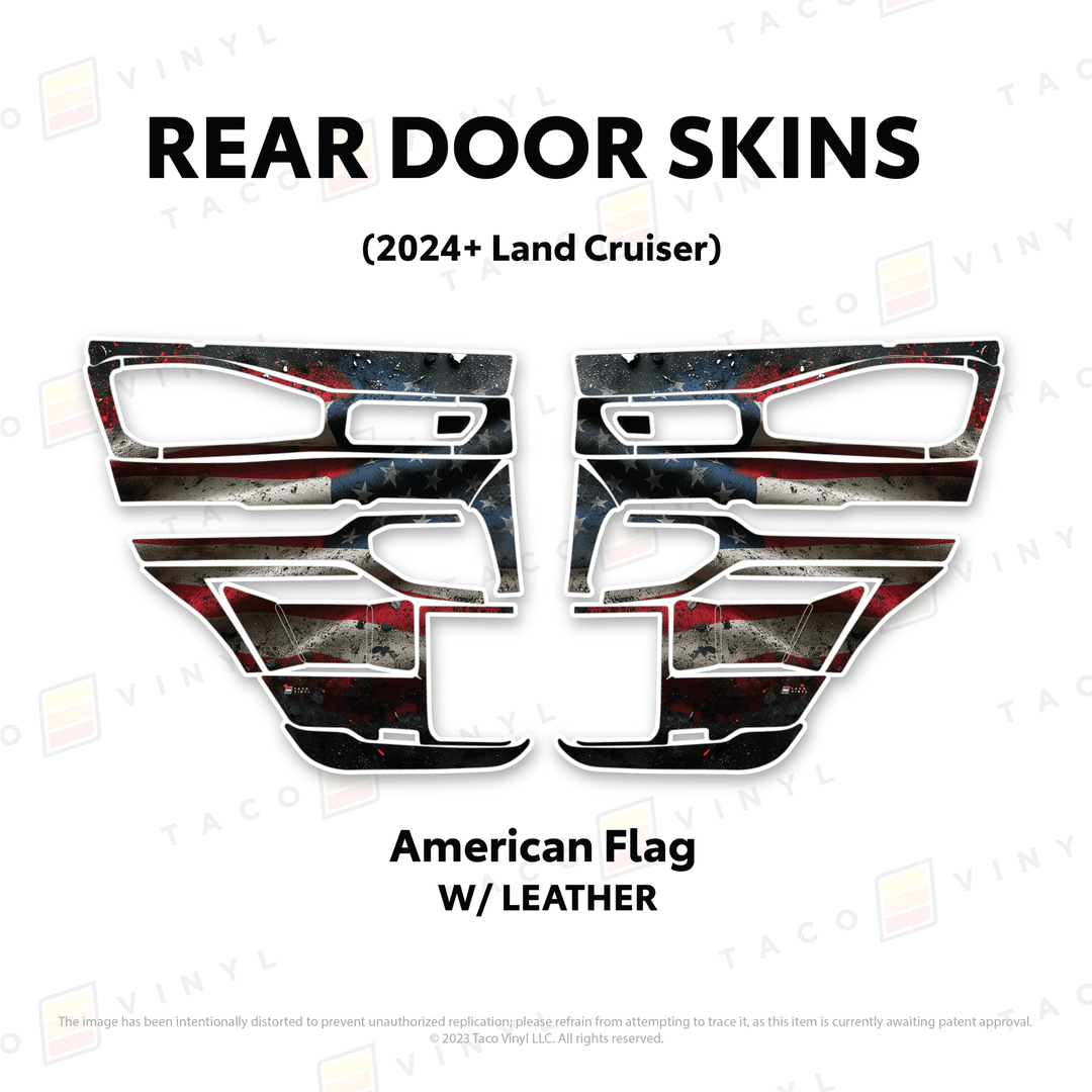 2024+ Land Cruiser 250 Door Skins | With Leather | Rear Driver/Passenger | American Flag | Protective Vinyl