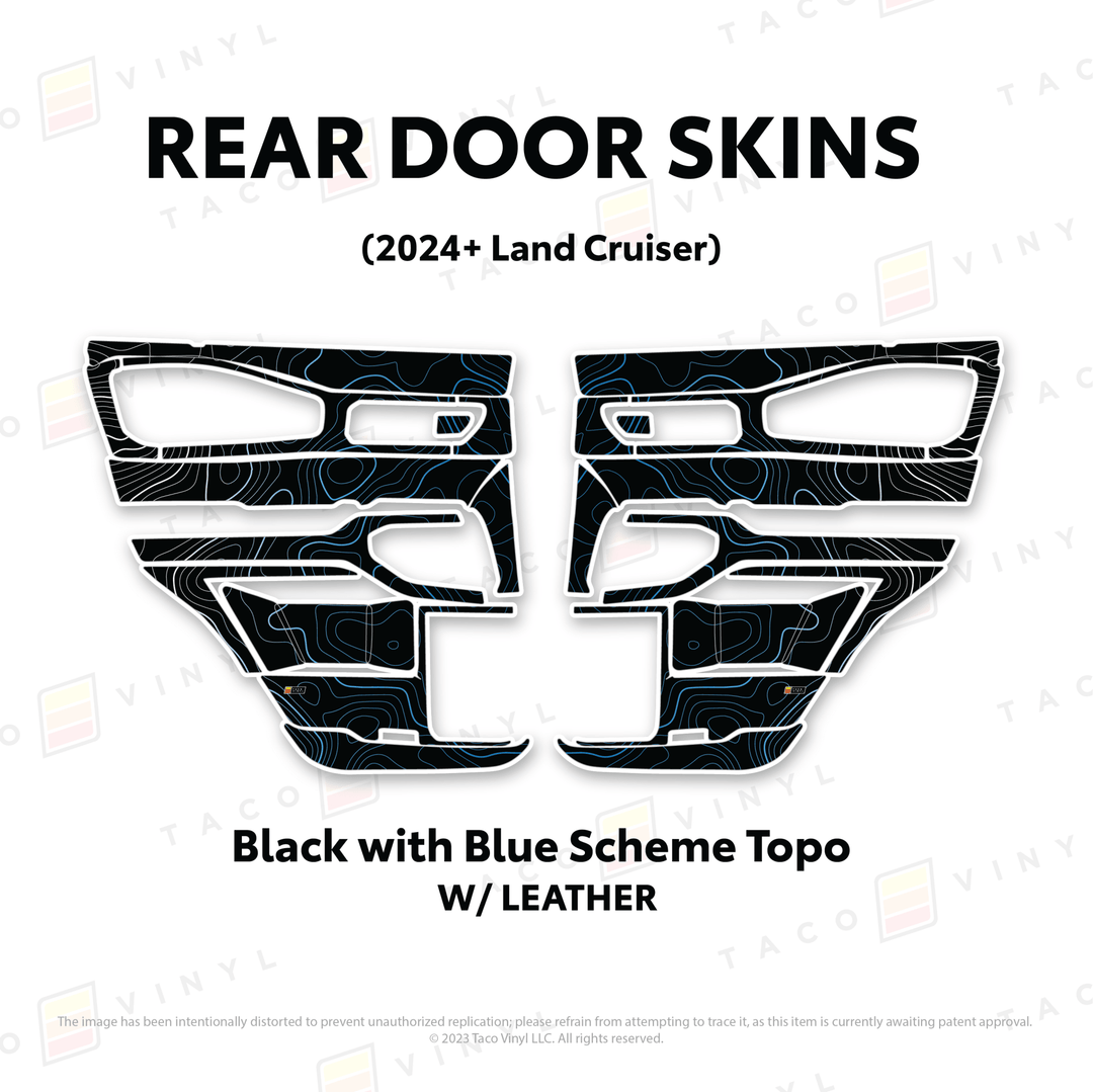 2024+ Land Cruiser 250 Door Skins | With Leather | Front Driver/Passenger | All Black (Most Popular) | Protective Vinyl