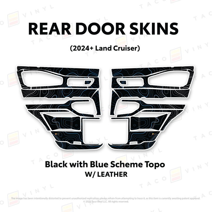 2024+ Land Cruiser 250 Door Skins | With Leather | Front Driver/Passenger | All Black (Most Popular) | Protective Vinyl