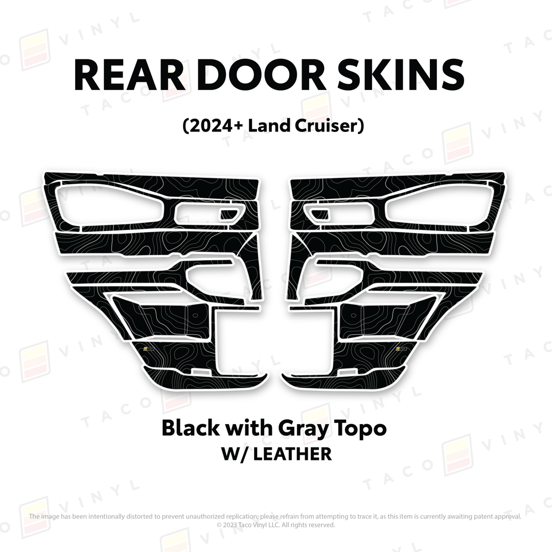 2024+ Land Cruiser 250 Door Skins | With Leather | Front Driver/Passenger | All Black (Most Popular) | Protective Vinyl