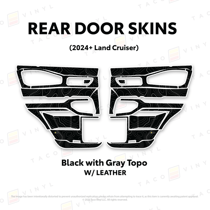 2024+ Land Cruiser 250 Door Skins | With Leather | Front Driver/Passenger | All Black (Most Popular) | Protective Vinyl