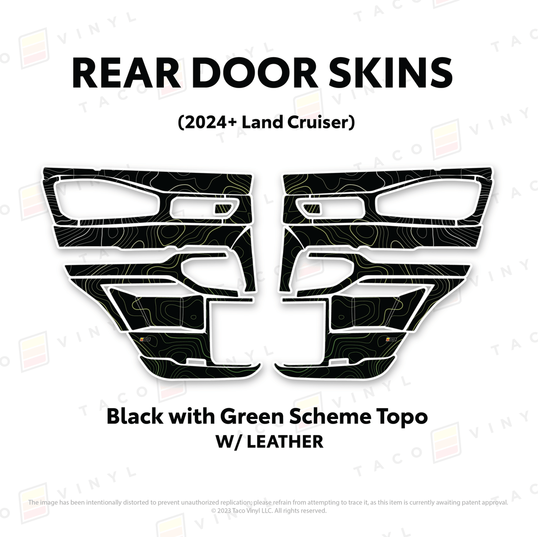 2024+ Land Cruiser 250 Door Skins | With Leather | Front Driver/Passenger | All Black (Most Popular) | Protective Vinyl