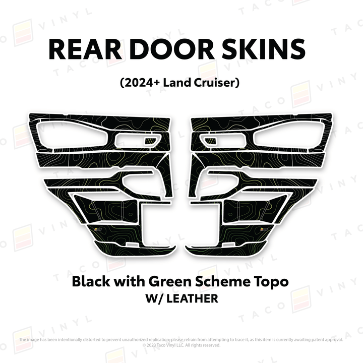 2024+ Land Cruiser 250 Door Skins | With Leather | Front Driver/Passenger | All Black (Most Popular) | Protective Vinyl