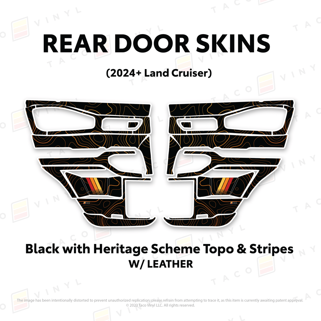 2024+ Land Cruiser 250 Door Skins | With Leather | Front Driver/Passenger | All Black (Most Popular) | Protective Vinyl