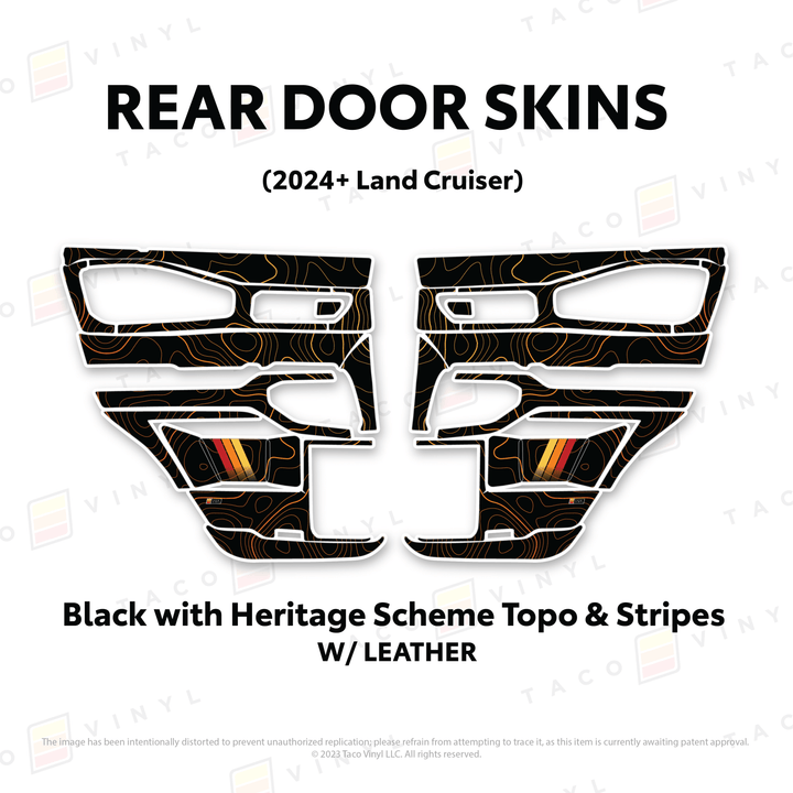 2024+ Land Cruiser 250 Door Skins | With Leather | Front Driver/Passenger | All Black (Most Popular) | Protective Vinyl