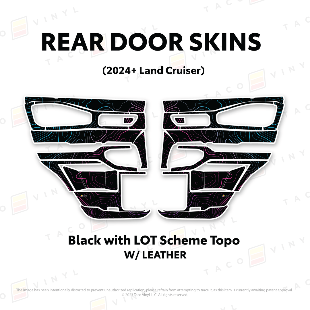2024+ Land Cruiser 250 Door Skins | With Leather | Front Driver/Passenger | All Black (Most Popular) | Protective Vinyl