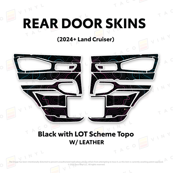 2024+ Land Cruiser 250 Door Skins | With Leather | Front Driver/Passenger | All Black (Most Popular) | Protective Vinyl