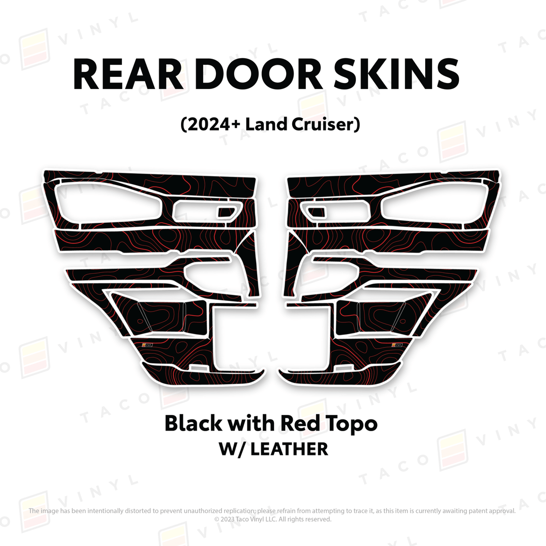 2024+ Land Cruiser 250 Door Skins | With Leather | Front Driver/Passenger | All Black (Most Popular) | Protective Vinyl