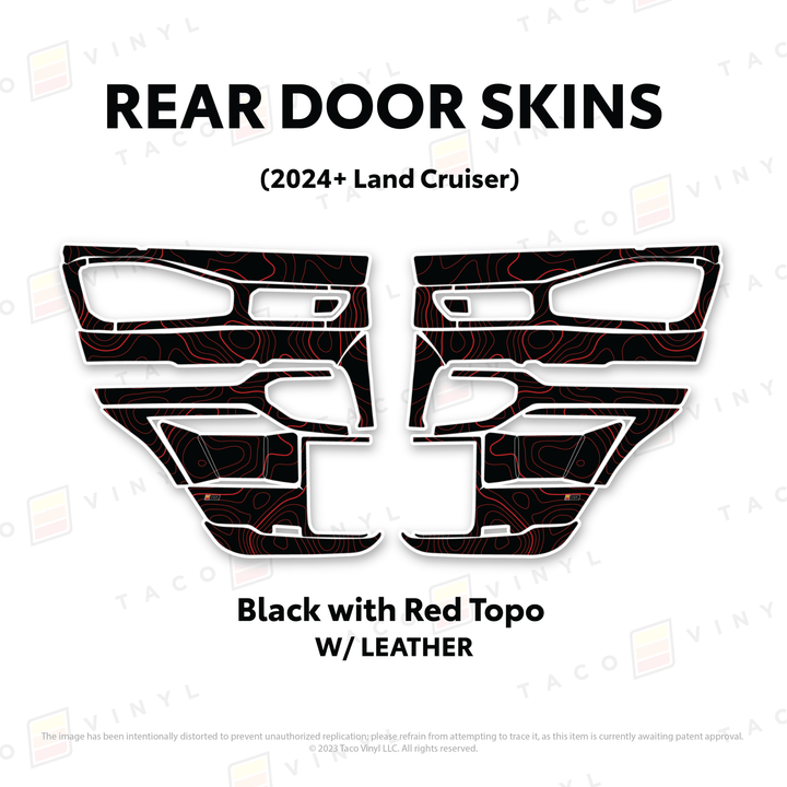 2024+ Land Cruiser 250 Door Skins | With Leather | Front Driver/Passenger | All Black (Most Popular) | Protective Vinyl