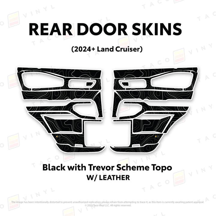2024+ Land Cruiser 250 Door Skins | With Leather | Front Driver/Passenger | All Black (Most Popular) | Protective Vinyl