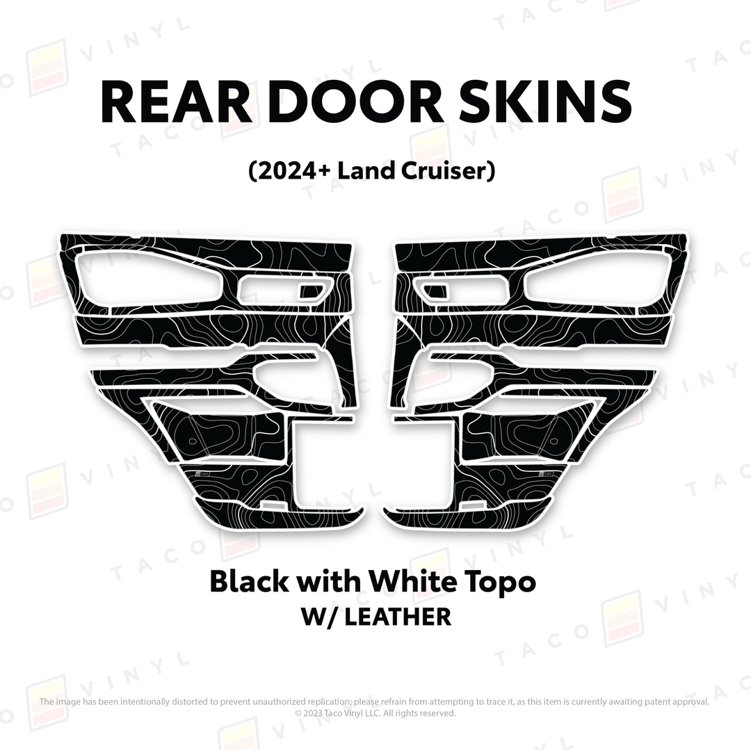 2024+ Land Cruiser 250 Door Skins | With Leather | Front Driver/Passenger | All Black (Most Popular) | Protective Vinyl