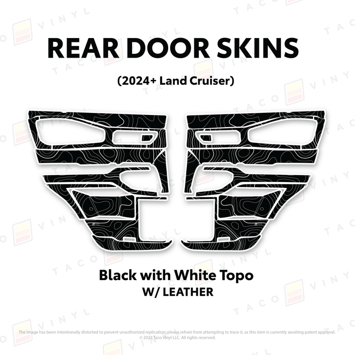2024+ Land Cruiser 250 Door Skins | With Leather | Front Driver/Passenger | All Black (Most Popular) | Protective Vinyl