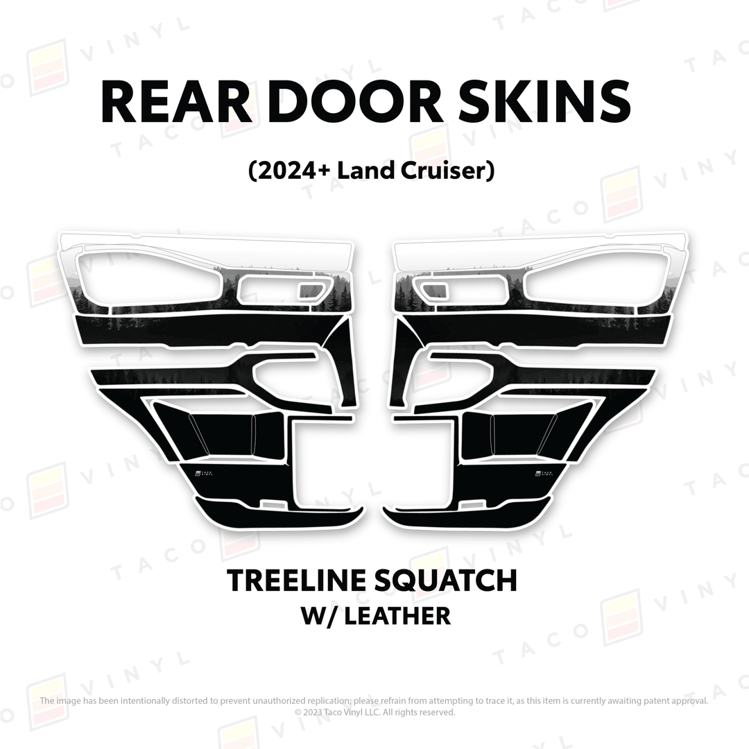 2024+ Land Cruiser 250 Door Skins | With Leather | Rear Driver/Passenger | Treeline Squatch | Protective Vinyl