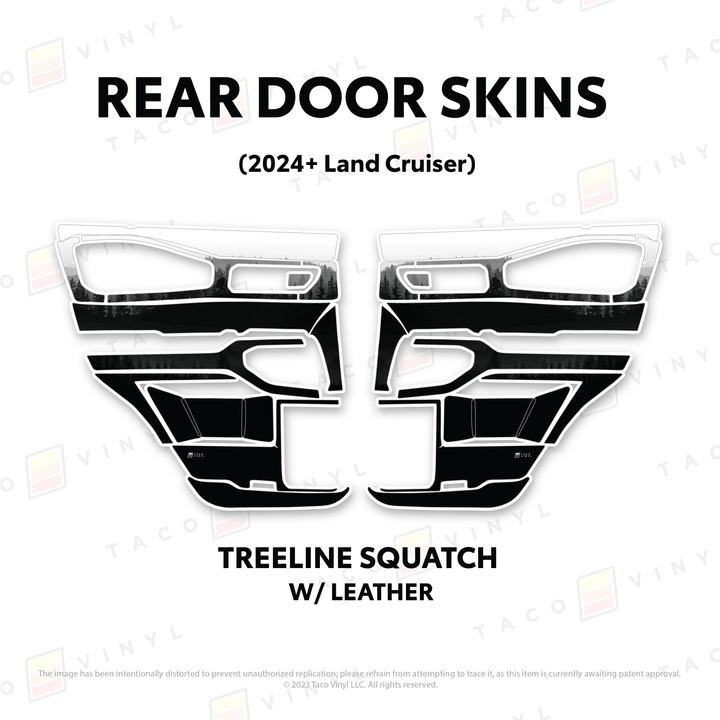 2024+ Land Cruiser 250 Door Skins | With Leather | Rear Driver/Passenger | Treeline Squatch | Protective Vinyl