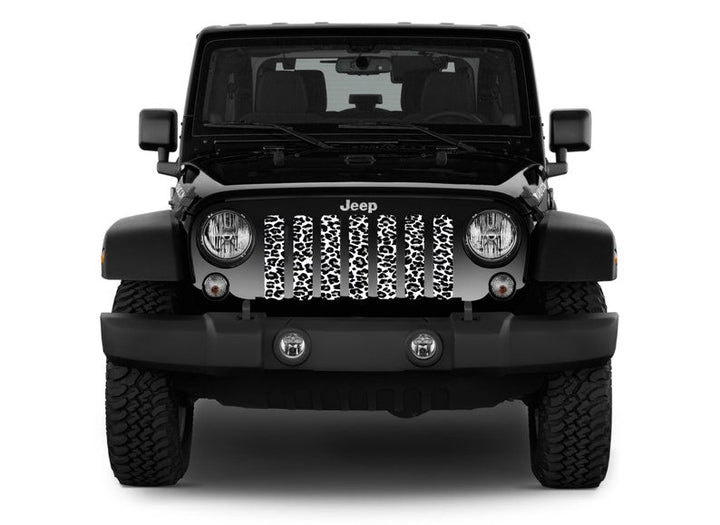 Leopard Cheetah White Spots Print Jeep Grille Insert