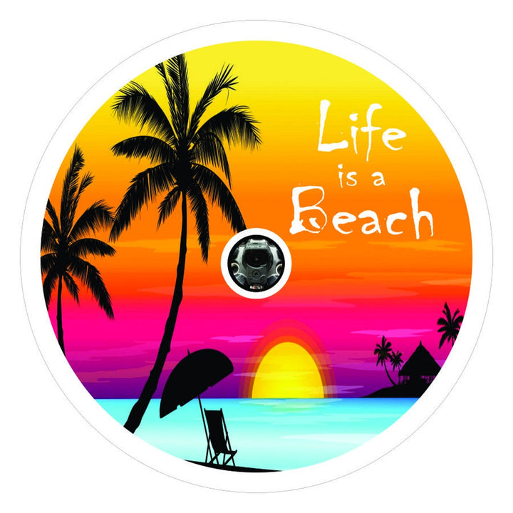 Life is a Beach Sunset Scene Spare Tire Cover for Jeep, Bronco, Campers, RV, & More