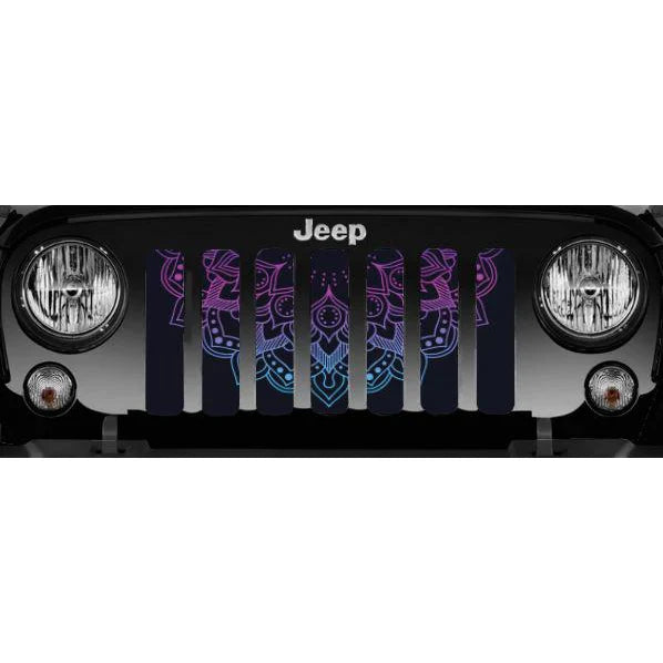 Lotus Flower Mandala Purple & Blue Ombre Jeep Grille Insert