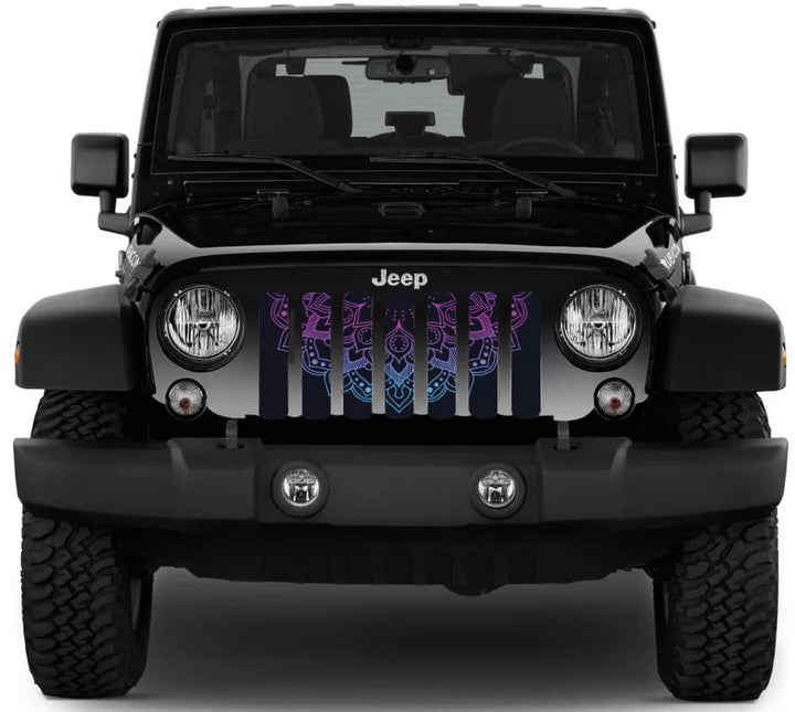 Lotus Flower Mandala Purple & Blue Ombre Jeep Grille Insert