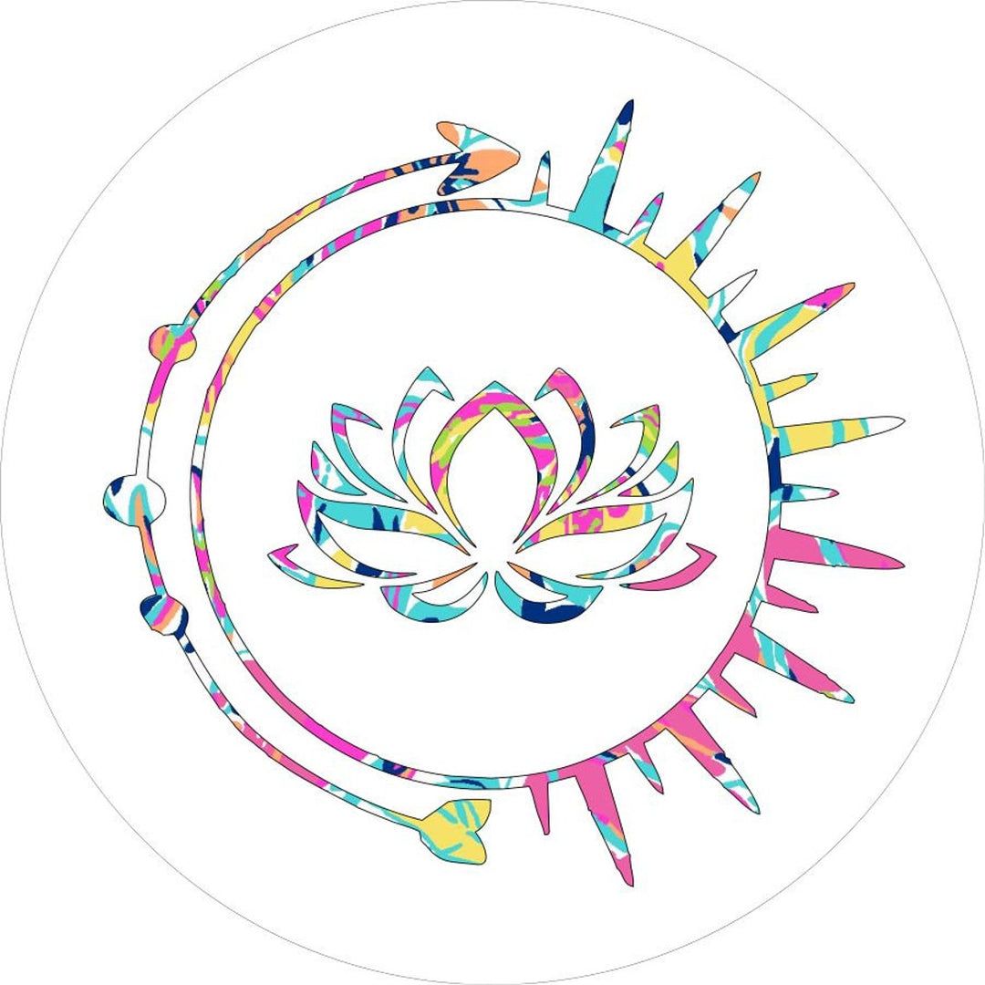 Tie Dye Lotus Flower Inside Sun & Arrow Spare Tire Cover