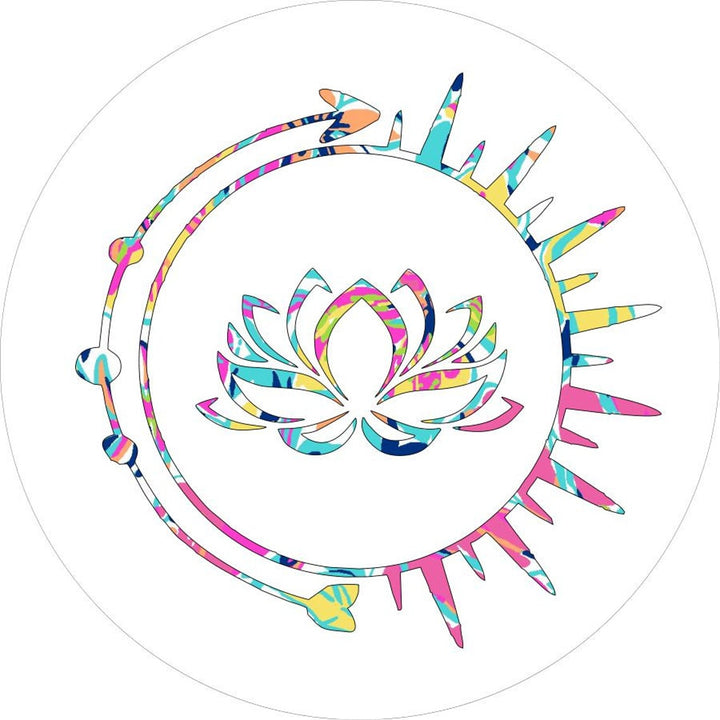 Tie Dye Lotus Flower Inside Sun & Arrow Spare Tire Cover