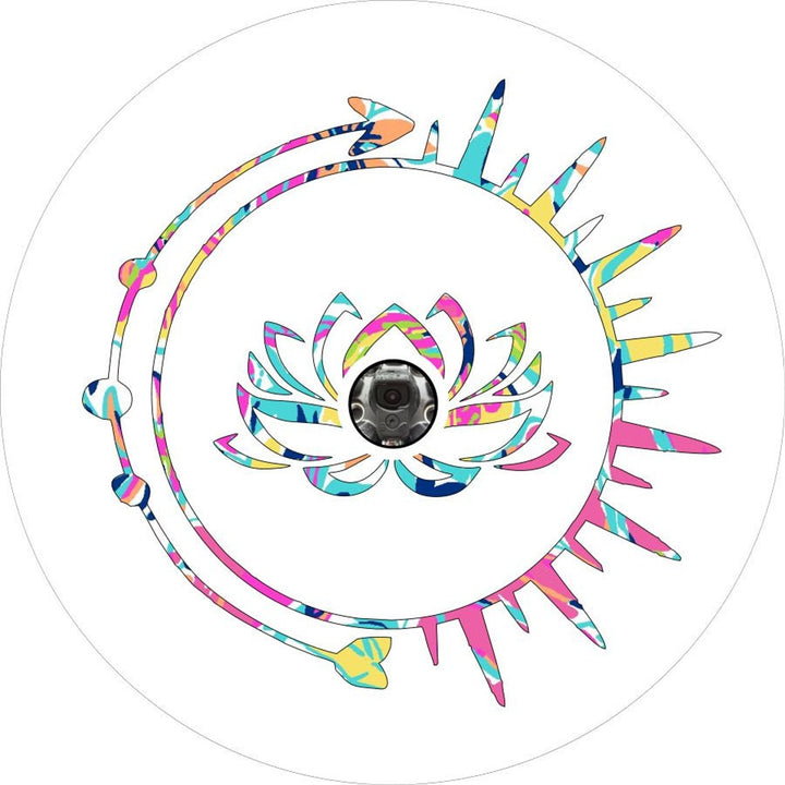 Tie Dye Lotus Flower Inside Sun & Arrow Spare Tire Cover