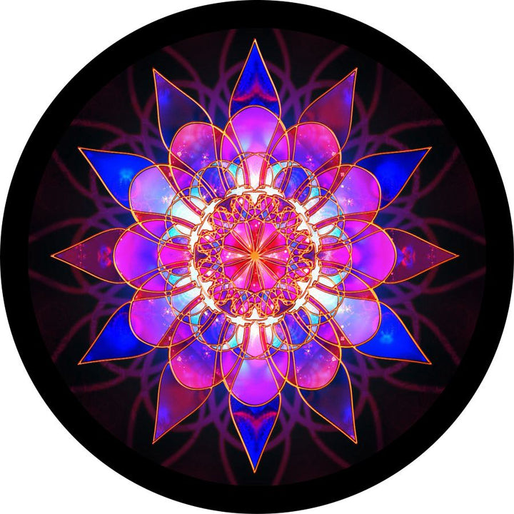 Magenta Pink Crystal Mandala Spare Tire Cover - Jeep, RV, Bronco, Camper, VW Bus, Van, & More