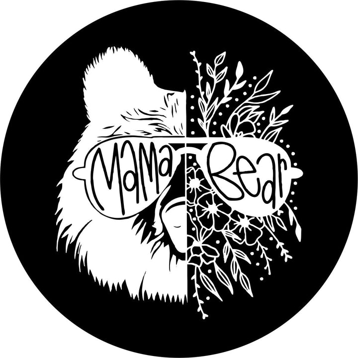 Mama Bear & Florals Sunglasses Spare Tire Cover - Jeep, RV, Bronco, Camper, & More