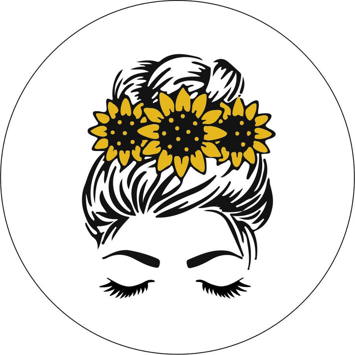 Straight Hair Messy Bun + Sunflower Crown