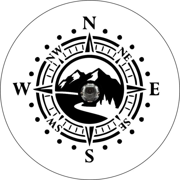 Mountain Road with Compass Spare Tire Cover Design for Jeeps, Broncos, Campers, & More