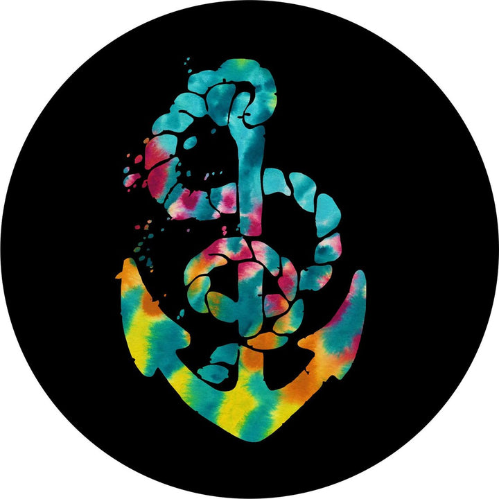 Multicolor Tie Dye Nautical Boat Anchor Spare Tire Cover