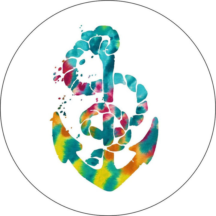 Multicolor Tie Dye Nautical Boat Anchor Spare Tire Cover