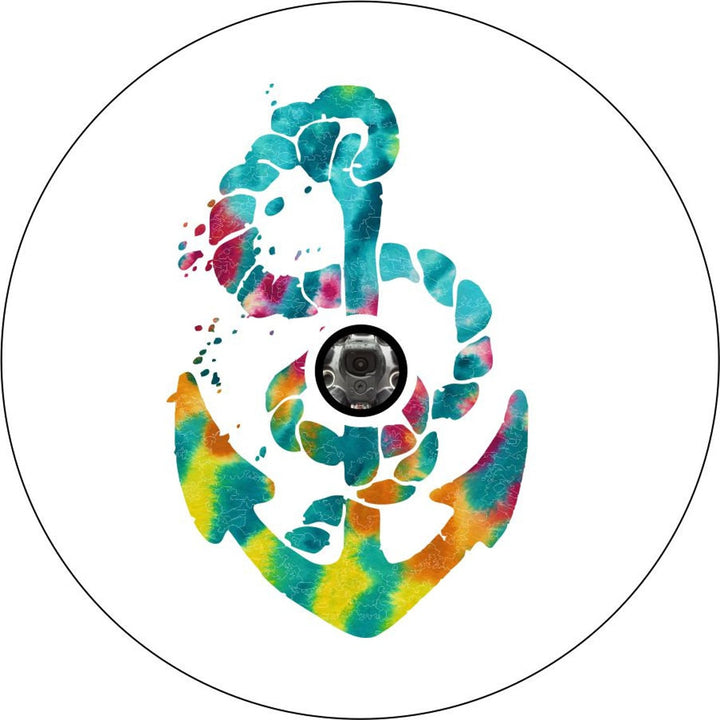 Multicolor Tie Dye Nautical Boat Anchor Spare Tire Cover