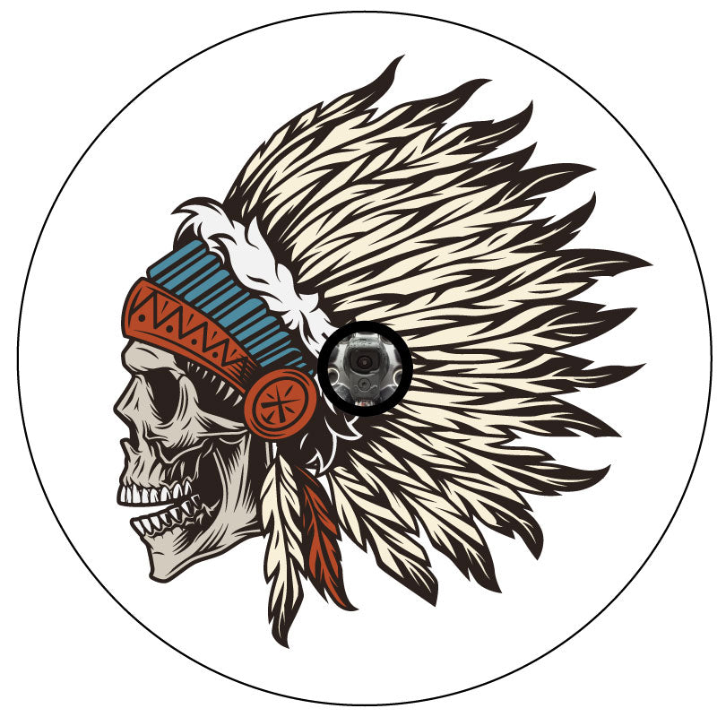 Native American Skull Warrior Spare Tire Cover for Jeep, RV, Camper, Bronco