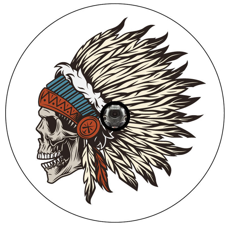 Native American Skull Warrior Spare Tire Cover for Jeep, RV, Camper, Bronco