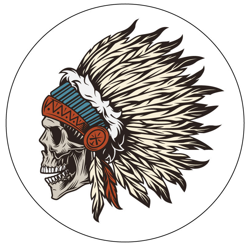 Native American Skull Warrior Spare Tire Cover for Jeep, RV, Camper, Bronco