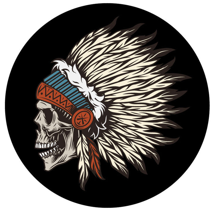 Native American Warrior Chief Skull Spare Tire Cover