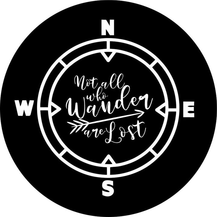 Not All Who Wander Are Lost Compass Spare Tire Cover Design