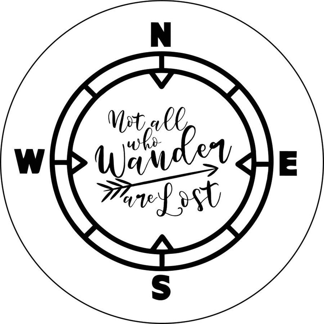 Not All Who Wander Are Lost Compass Spare Tire Cover Design