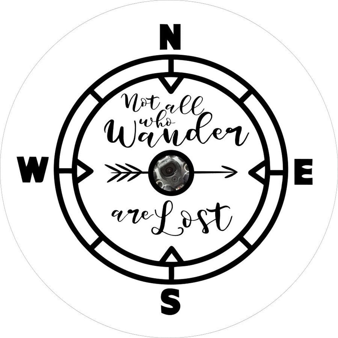 Not All Who Wander Are Lost Compass Spare Tire Cover Design