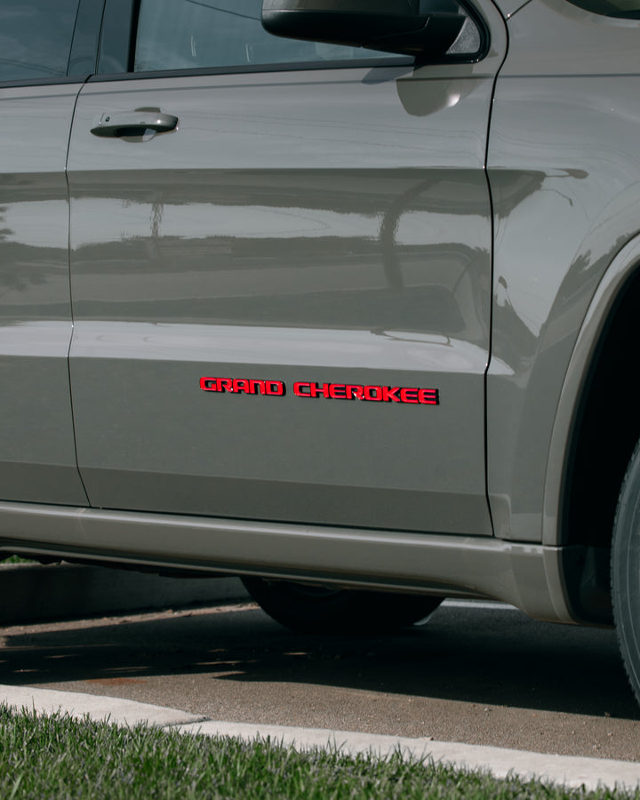 GRAND CHEROKEE Door Emblem Overlay Decals – Solid Color | Fits 2017-2022 Grand Cherokee WK2
