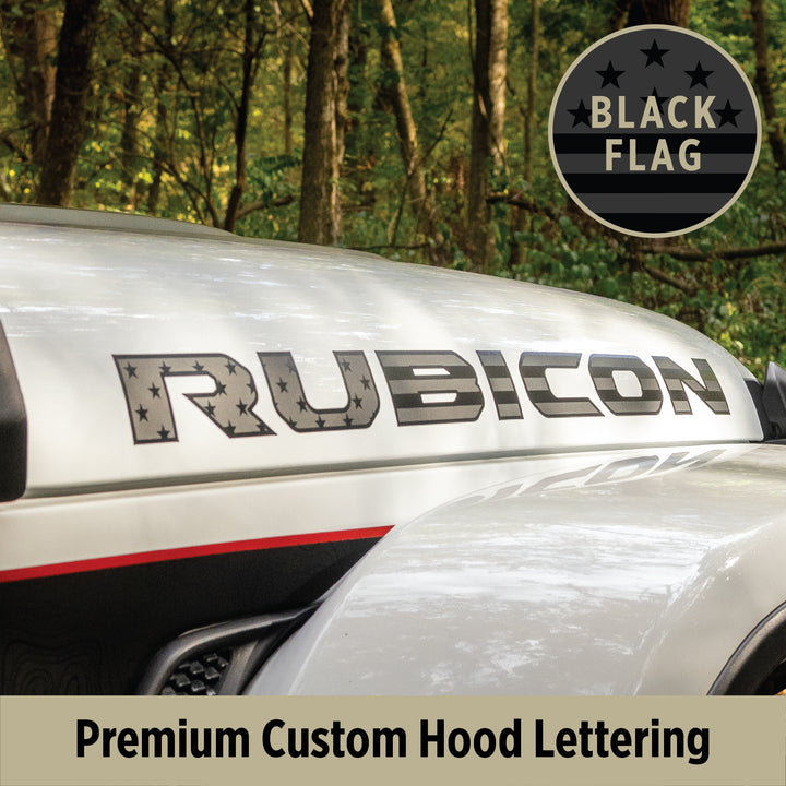 Premium Black Flag Hood Lettering | Set of 2