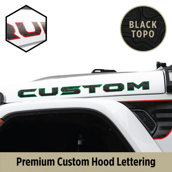 Custom Premium Lettering for Hood | Set of 2, Matte Black with Gloss Accent Color