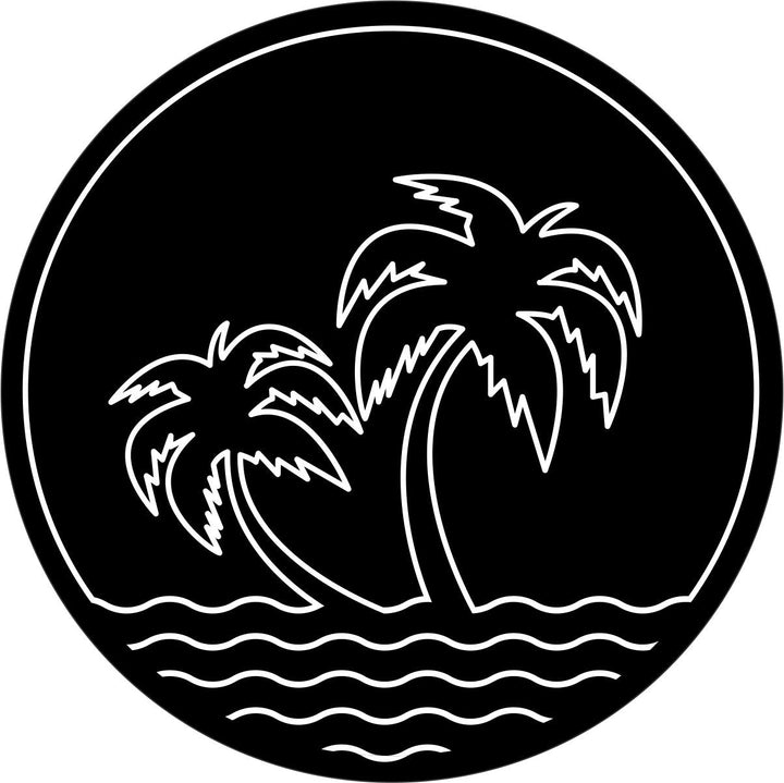 Palm Trees on Water Simple Spare Tire Cover - Jeep, Bronco, RV, Camper, Trailer, Van, Etc.