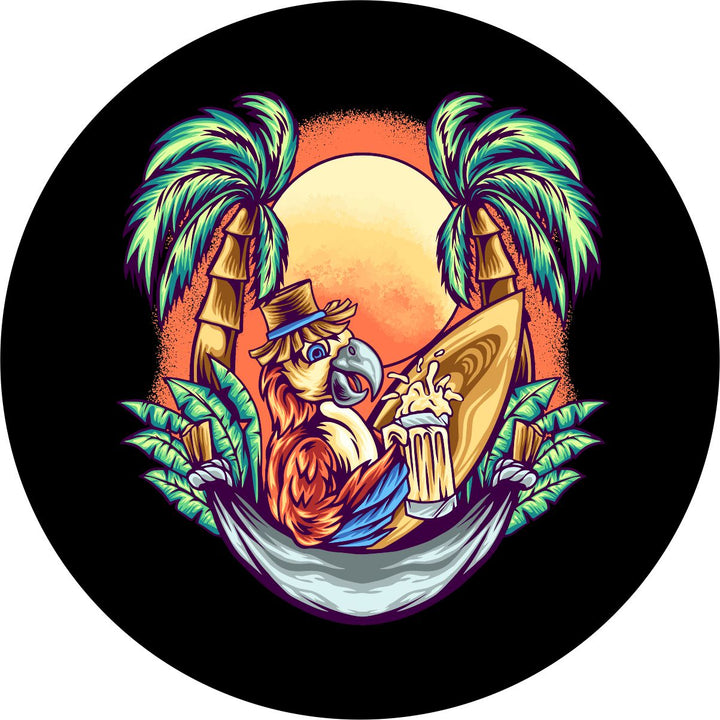 Parrot in a Hammock at Sunset Spare Tire Cover - Jeep, Bronco, RV, Camper, Trailer, Etc.