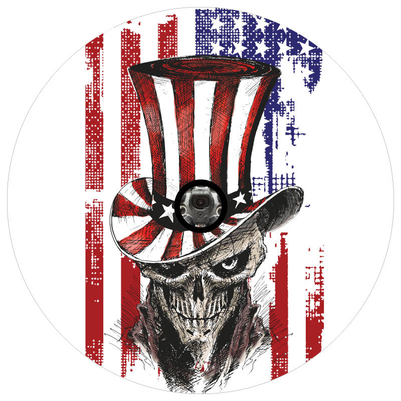 Patriot Skull American Flag Spare Tire Cover for Jeep, Bronco, RV, & More