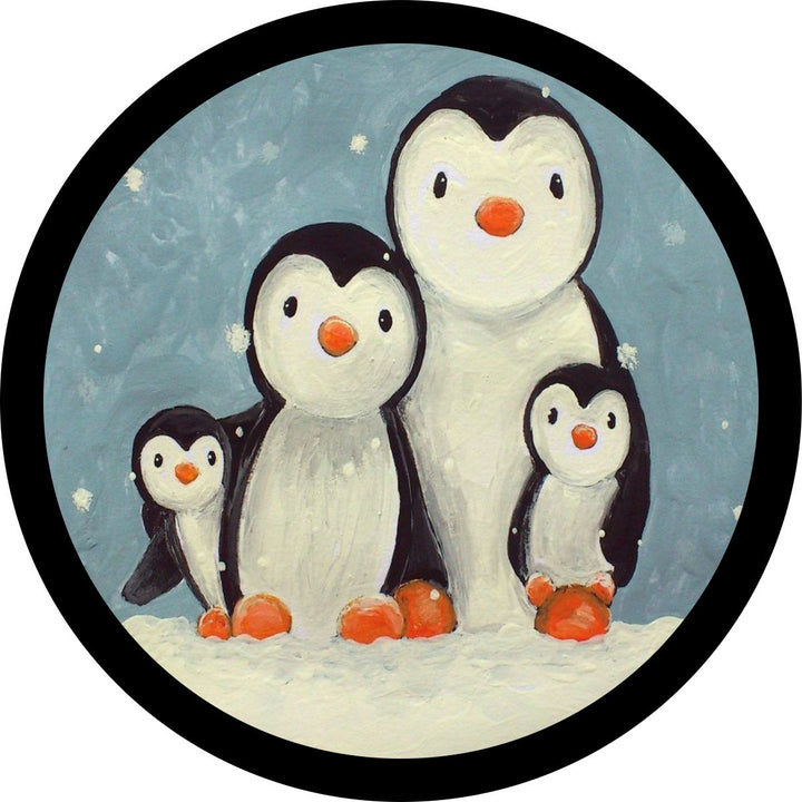 Penguin Family Cute Spare Tire Cover Design for Jeeps, Broncos, RVs, Campers and More