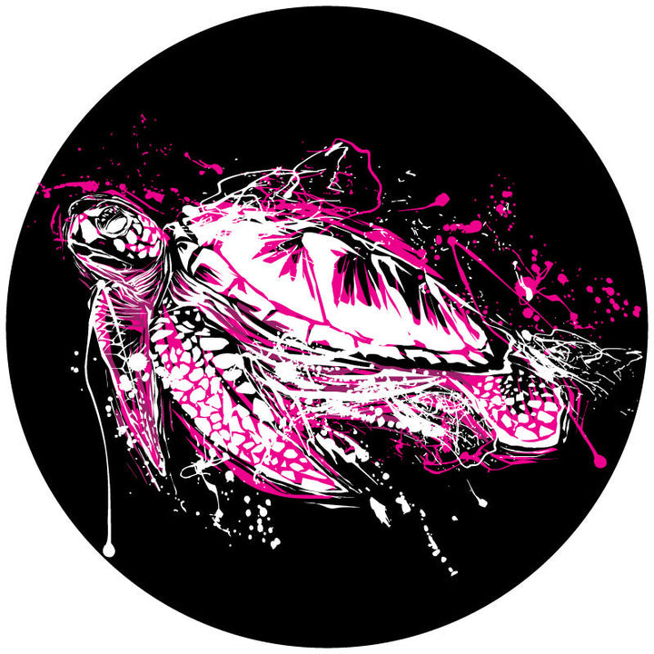 Pink Paint Splatter Sea Turtle Spare Tire Cover